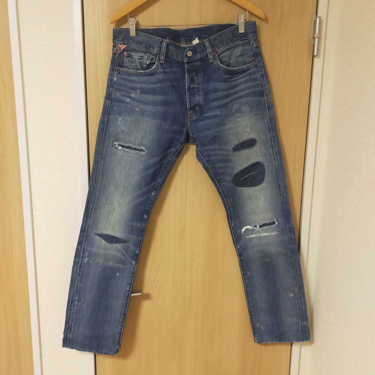 DENIM & SUPPLY RALPH LAUREN デニムアンドサプライラルフローレン リペア加工 ダメージ加工 デニムパンツ ジーンズ W32 インディゴブルー拍卖