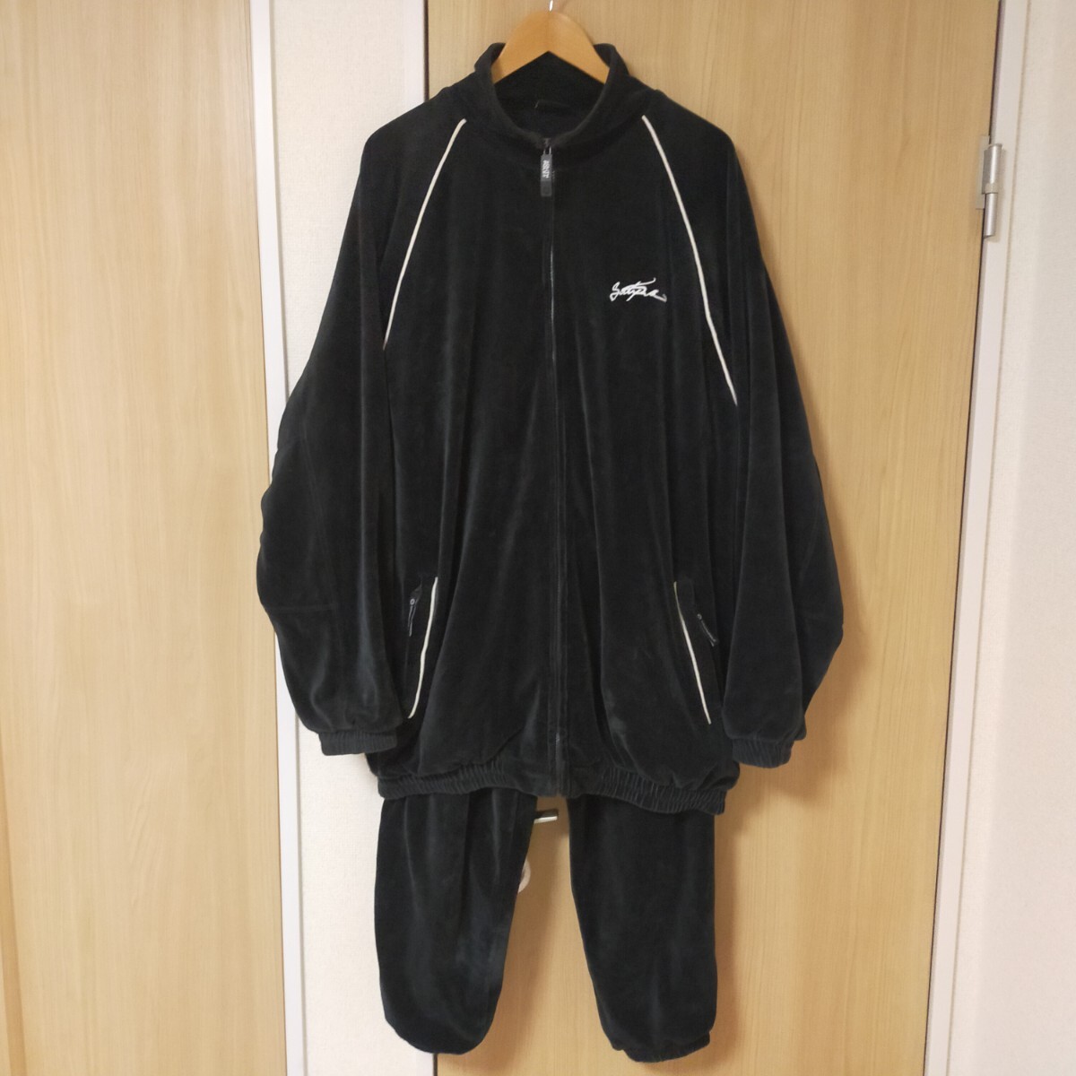 SOUTHPOLE サウスポール 希少 ベロアジャージ セットアップ 上下 トラックジャケット パンツ 90s hiphop B系 XL ブラック(黒)拍卖