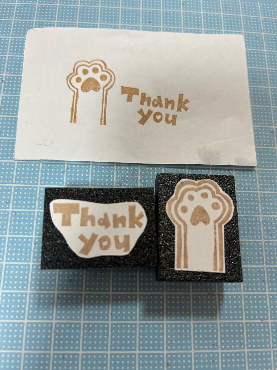消しゴムはんこ thank you ネコ拍卖