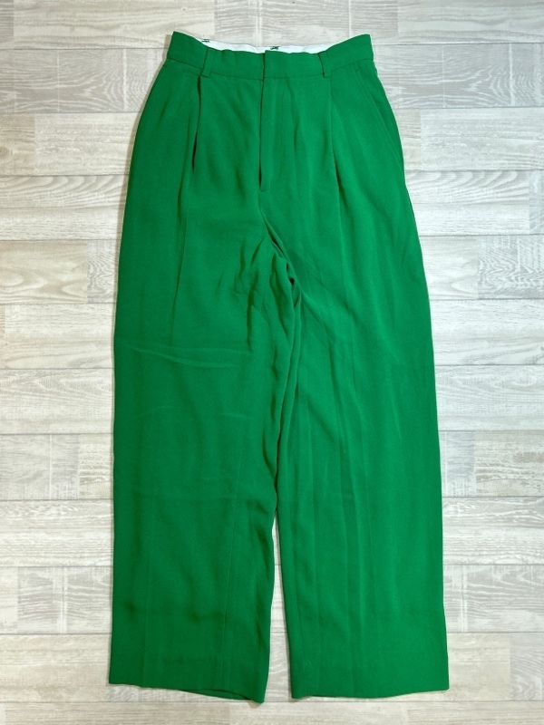 TODAYFUL/トゥデイフル/Georgette Rough Trousers/ジョーゼットラフトラウザー/グリーン/滑らかとろみ素材/1タックワイドシルエット拍卖