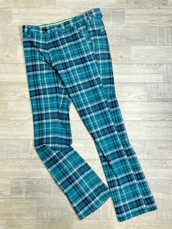 FISCHER/フィッシャー/タータンチェック ゴルフ ロングパンツ/大きいサイズ/LL/ストレッチ/トライアングルロゴ刺繍/美シルエット拍卖