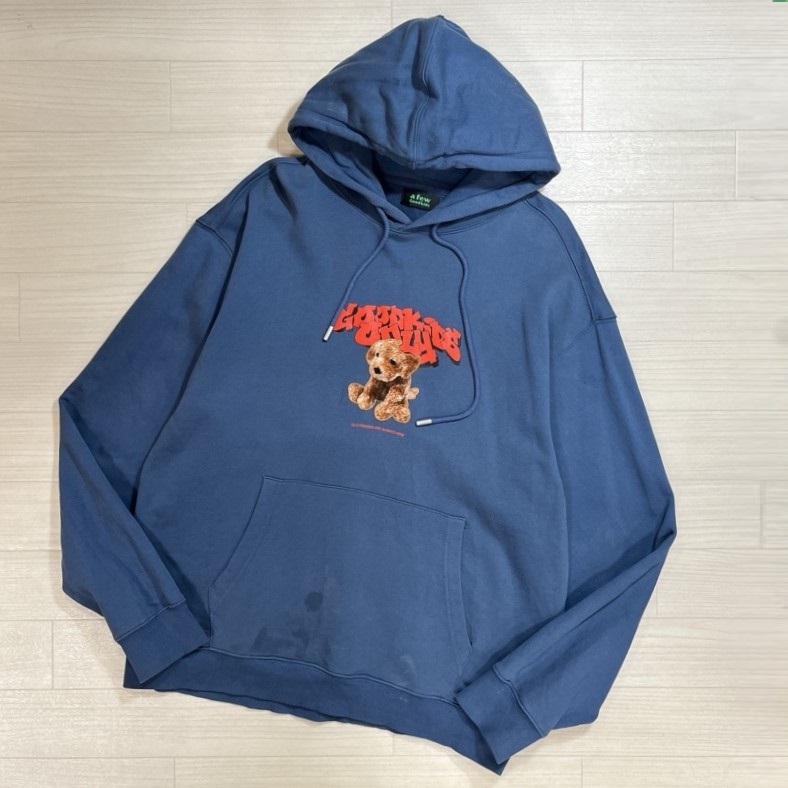 A FEW GOOD KIDS/アフューグッドキッズ/Old Friends Boxed Hoodie/オールドフレンズボックスフーディ/ブルー/オーバーサイズ/両面プリント拍卖