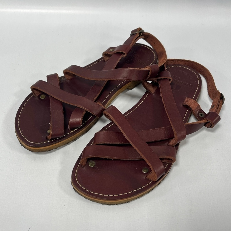 DANSKE ANDEFOODER/ダンスク/クレープソール レザーストラップサンダル/ブラウン系/フラットサンダル拍卖