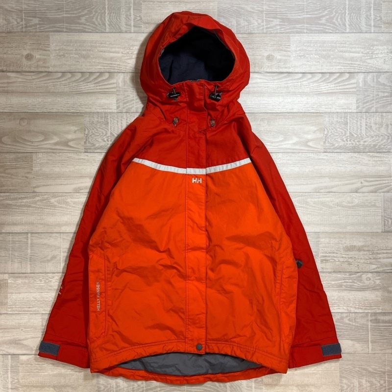 HELLY HANSEN/ヘリーハンセン/ジップアップフーデッドボードジャケット/スキージャケット/オレンジ/ナイロンジャケット/スノースカート付拍卖