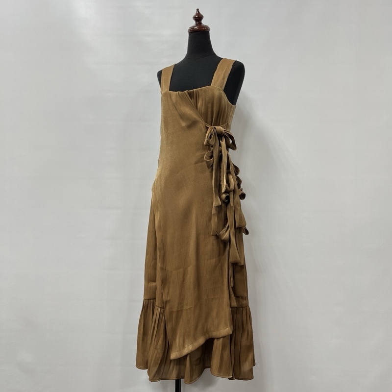 BIRTHDAY BASH/バースデイバッシュ/楊柳/リボンモチーフ アシンメトリードレスワンピース/ノースリーブ/光沢生地/5連リボン拍卖