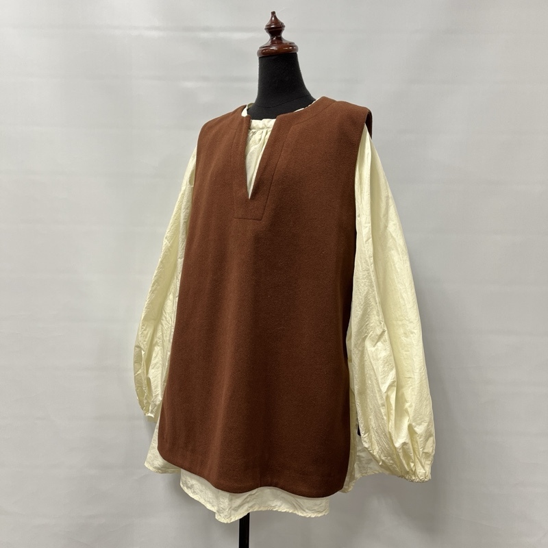 mideal/マイディール/Volume Tunic×Vest Set/ボリュームチュニック+ベスト/セットアップ/ナイロンワイドブラウス/サイドベルトベスト拍卖