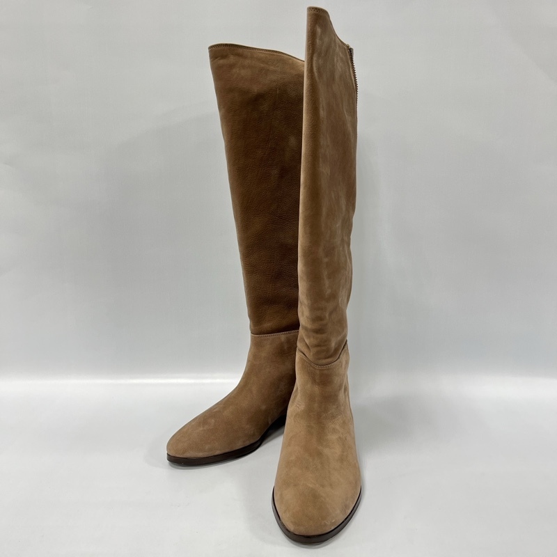 ATTIMO/アッティモ/マチバックジップデザイン/ヌバックロングブーツ/リアルレザー/本革/ブラウン系/サイズ37拍卖