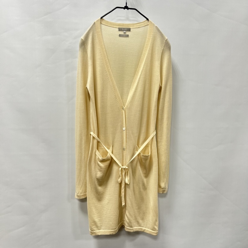 BALLSEY/ボールジィ/ウエストリボン Vネックロングカーディガン/シェルボタン/薄手生地/ヨーロッパ製ファブリック/ボールジー拍卖