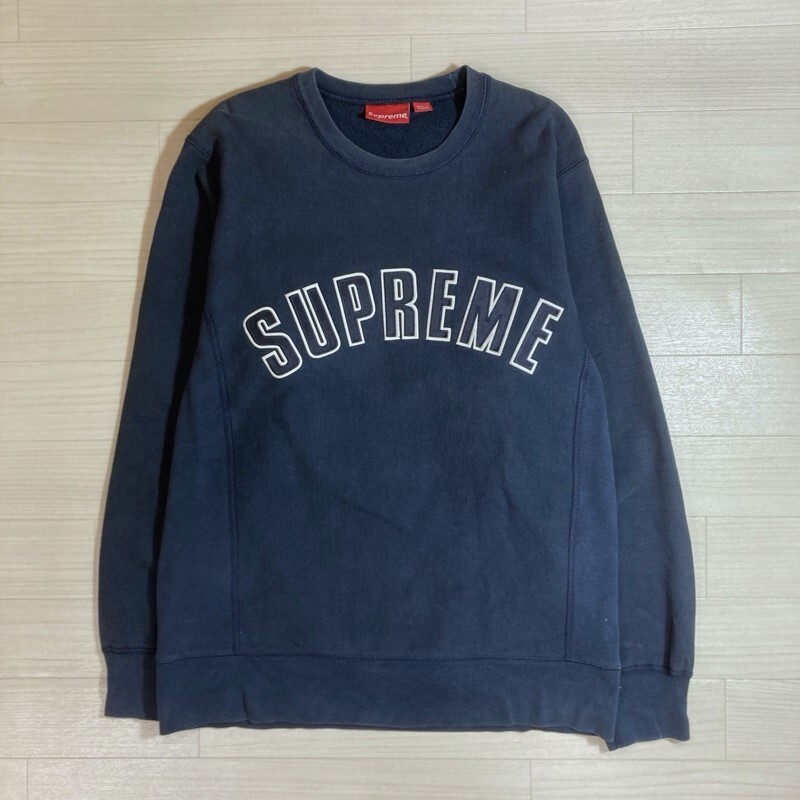 Supreme/シュプリーム/15FW/ARC LOGO CREWNECK/アーチロゴ クルーネック/スウェット/ネイビー/Lサイズ/カナダ製/サイドリブ拍卖