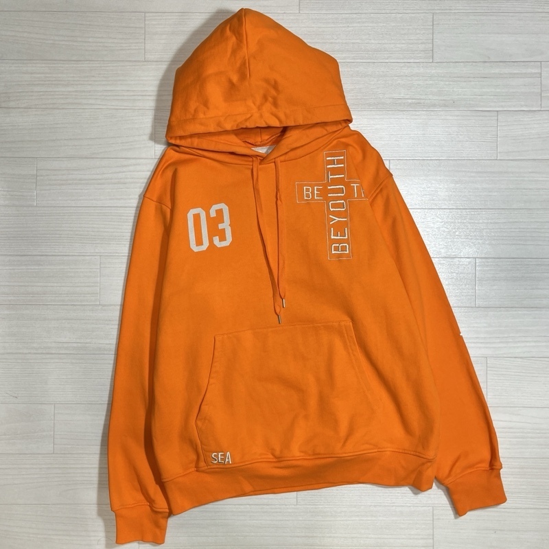 WIND AND SEA/ウィンダンシー/BEYOUTH/HOODED SWEATSHIRT/フーデッドスウェットシャツ/プルオーバーパーカー/刺繍×フロッキープリント拍卖