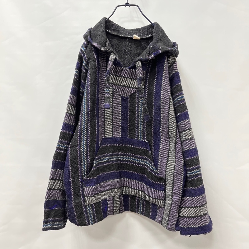 MOLINA/モリーナ/メキシコ製/メキシカンパーカー/プルオーバーパーカー/パープル×ブラック/Lサイズ/ビッグシルエット拍卖