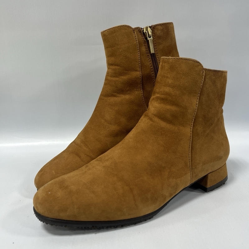 MARIAN/マリアン/サイドジップ フラットショートブーツ/ノングリップソール/レザーブーツ/サイズ表記37(約24.0cm)/ブラウン拍卖