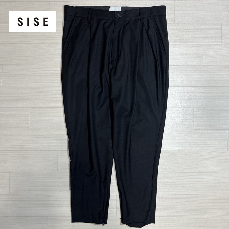 SISE/シセ/裾ジップ/タック入り/ワイドテーパードトラウザーズ/サルエルパンツ/とろみ素材/ブラック/Basic Pants/PT-07/サイズ48拍卖