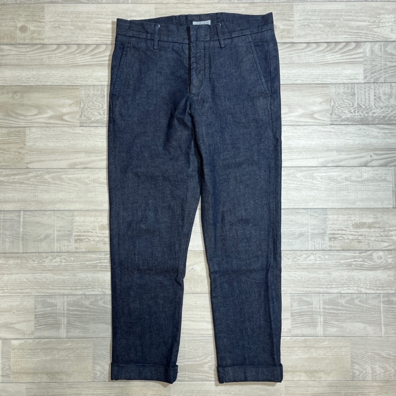 lideal/リディアル/Pen/ペン/裾ダブル/ボタンフライ/スリムデニムパンツ/デニムトラウザーズ/インディゴブルー/28拍卖