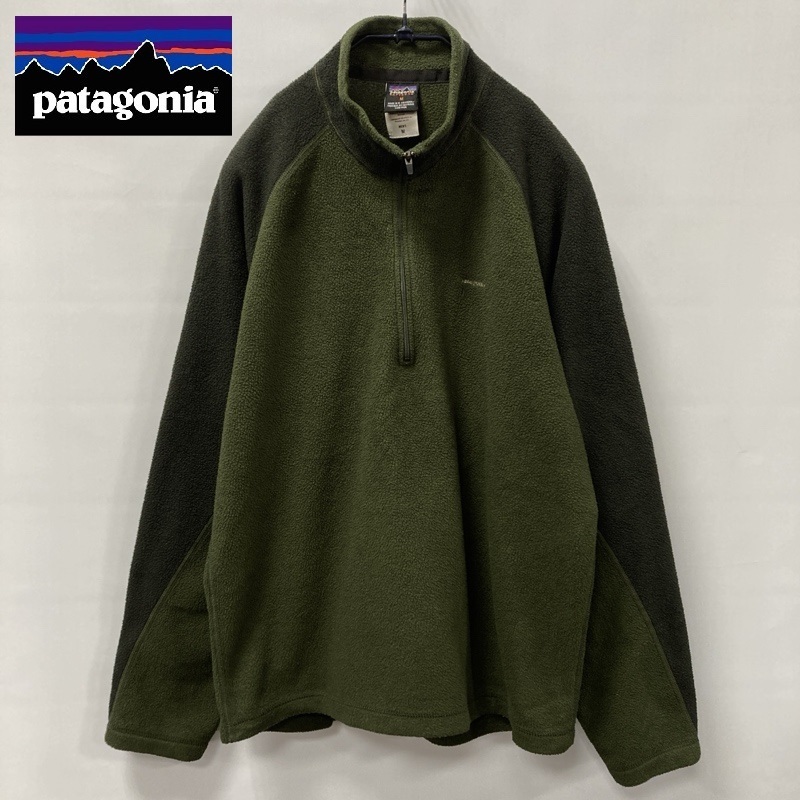 Patagonia/パタゴニア/00s/Capline/キャプリーン/ハーフジップ プルオーバーフリースジャケット/グリーン×オリーブ/25250F6拍卖