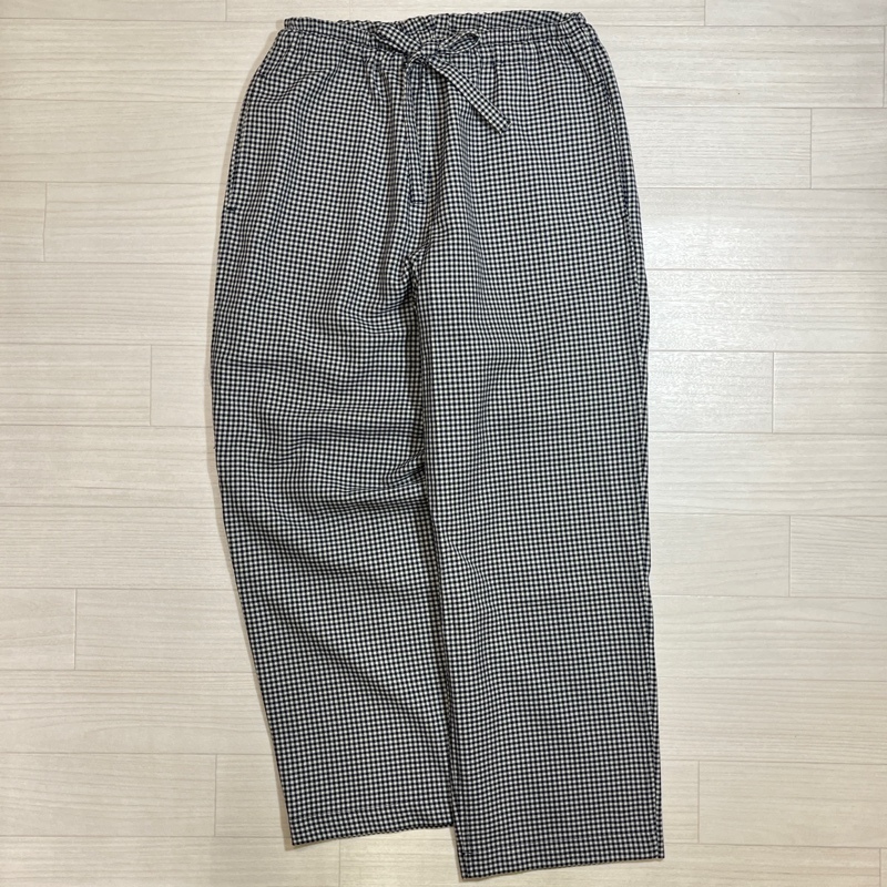bunt/バント/ガンクラブチェック/ワイドテーパード/イージーパンツ/同布ベルト/ゴムウエスト/ネイビー系拍卖