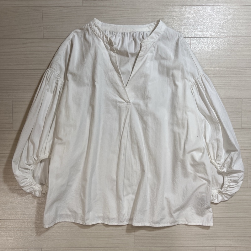 SALON adam et rope/サロン アダムエロペ/バルーンスリーブ/スキッパーブラウス/ホワイト/ボリューム袖/ショート丈/フリーサイズ拍卖