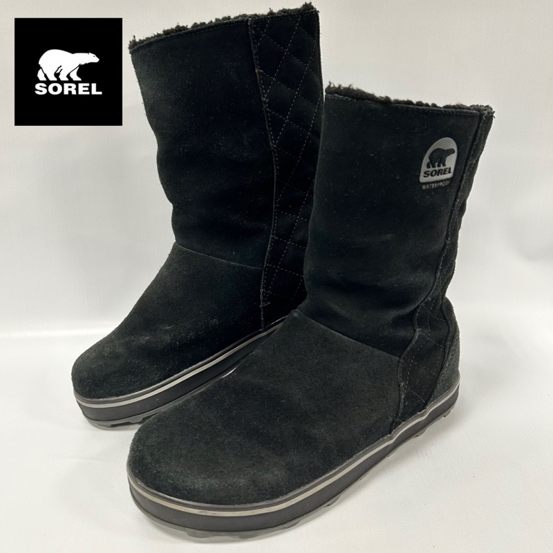 SOREL/ソレル/GRACY WP/グレイシー ウォータープルーフ/スウェードウィンターショートブーツ/NL1975/ブラック/内ボア/25.0cm拍卖