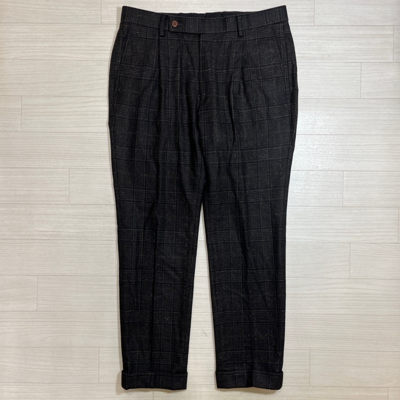 COLLEZIONI BIELLESI×CIENTO/コレッツィオーニ ビエレッシ×シエント/別注/マーブルグレンチェック/ウール1タックトラウザーズ/スラッ拍卖