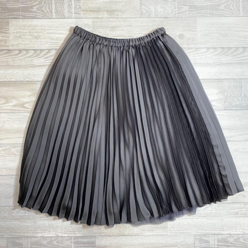 LOUNIE/ルーニィ/チュール×プリーツ 2WAYリバーシブルスカート/なめらかドレープ/フリーサイズ/グレー系拍卖