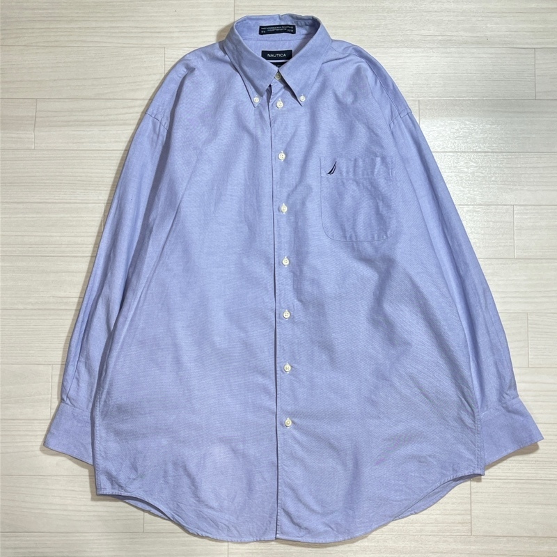 NAUTICA/ノーティカ/ノーチカ/VINTAGE OXFORD B.D.SHIRT/ビンテージオックスフォード ボタンダウンシャツ/長袖シャツ/ワンポイント刺繍拍卖