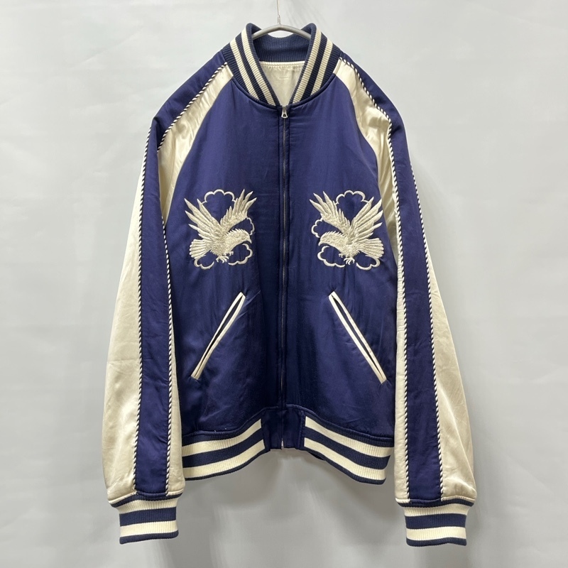 URU/ウル/23SS/COTTON RAYON SKA JUMPER TYPE A/スカジャンパー タイプA/パデッドスカジャン/EAGLE/イーグル刺繍/ダークネイビー/サイズ3拍卖