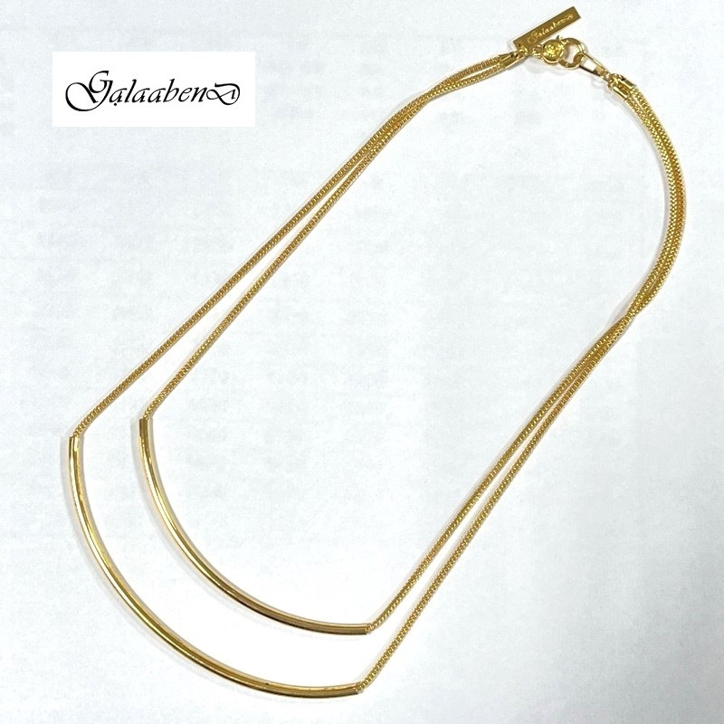 GalaabenD/ガラアーベンド/ツインバー ネックレス/カーブバーネックレス/ゴールド系/アクセサリー/ユニセックス拍卖