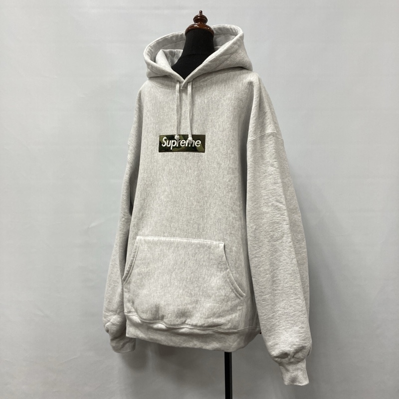 Supreme/シュプリーム/23FW/Box Logo Hooded Sweatshirt/ボックスロゴ フーデッド スウェットシャツ/霜降り/グレー/迷彩ボックス/XLサイズ拍卖