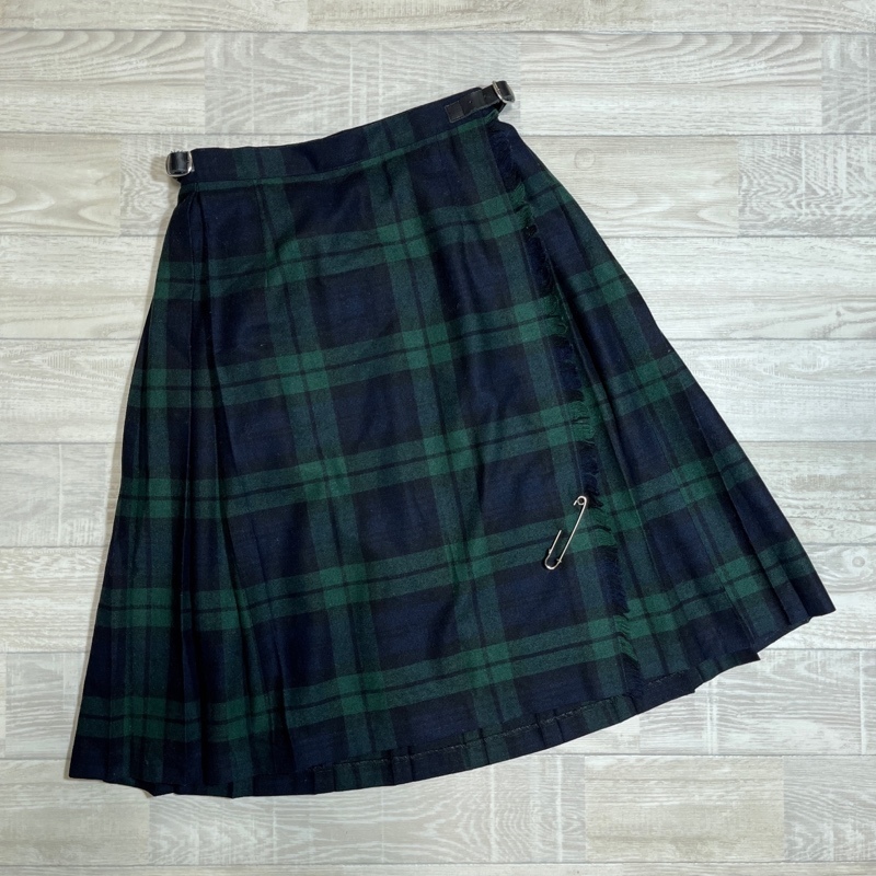 O'NEIL OF DUBLIN/オニールオブダブリン/タータンチェック ラッププリーツスカート/サイドアジャストベルト/38/アイルランド製拍卖
