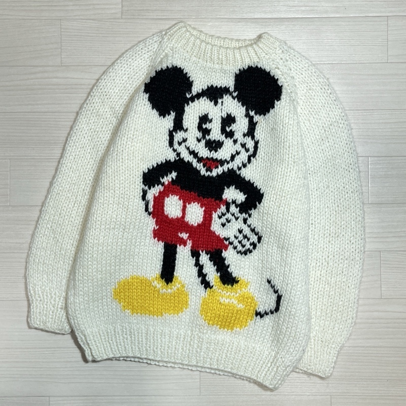 American World/アメリカンワールド/Disney Mickey Mouse Crewneck Knit Sweater/ディズニー/ミッキーマウス/クルーネックニットセーター拍卖
