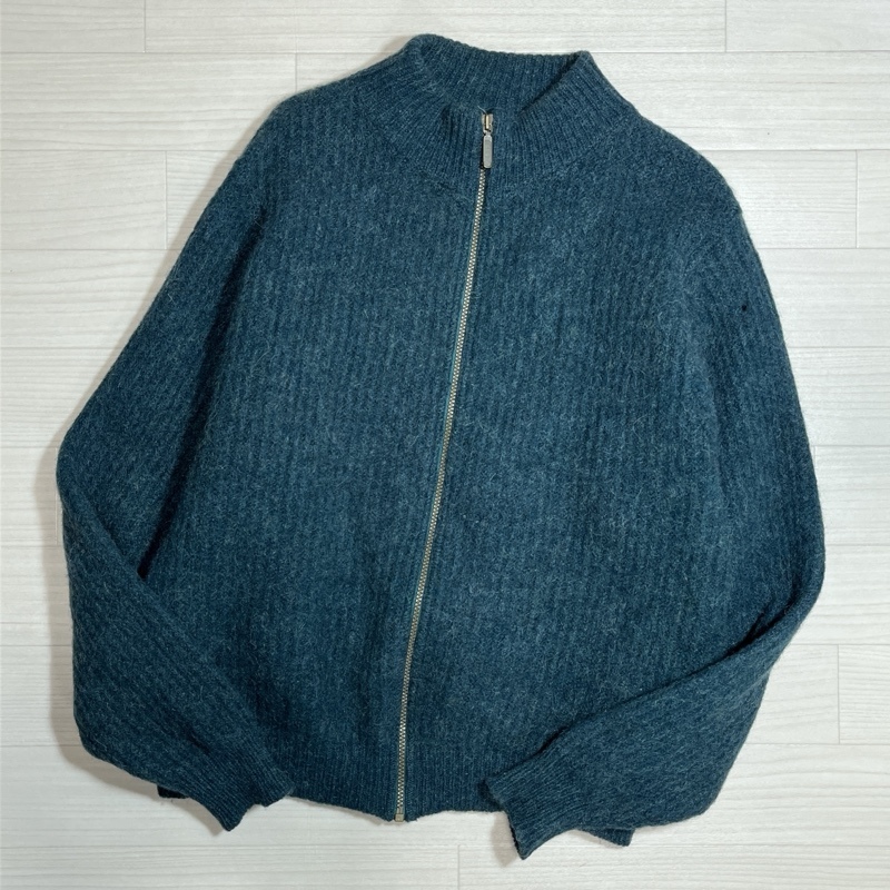 L.L.Bean/エルエルビーン/90s/USA製/アルパカブレンド/ウール/ドライバーズニットセーター/グリーン系/Lサイズ/ジップアップ/ビンテージ拍卖