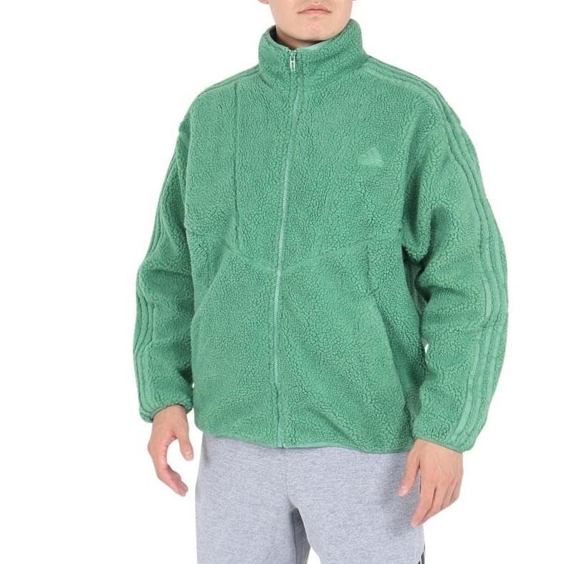 adidas/アディダス/BOA JACKET XB/ボアジャケット/JP4619/グリーン/アーム 3ストライプ/ジップアップ/ボアフリース/Mサイズ拍卖