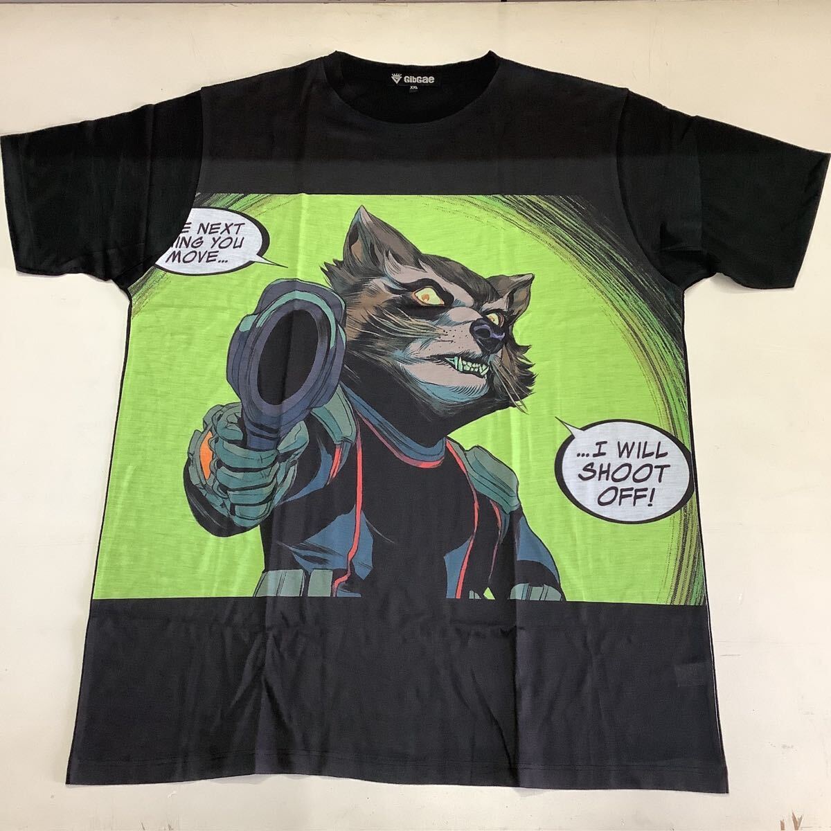 SR12D4 ガーディアンズ・オブ・ギャラクシー Tシャツ XXLサイズ 25 ロケット GUARDIANS OF THE GALAXY ROCKET 半袖Tシャツ 黒 拍卖