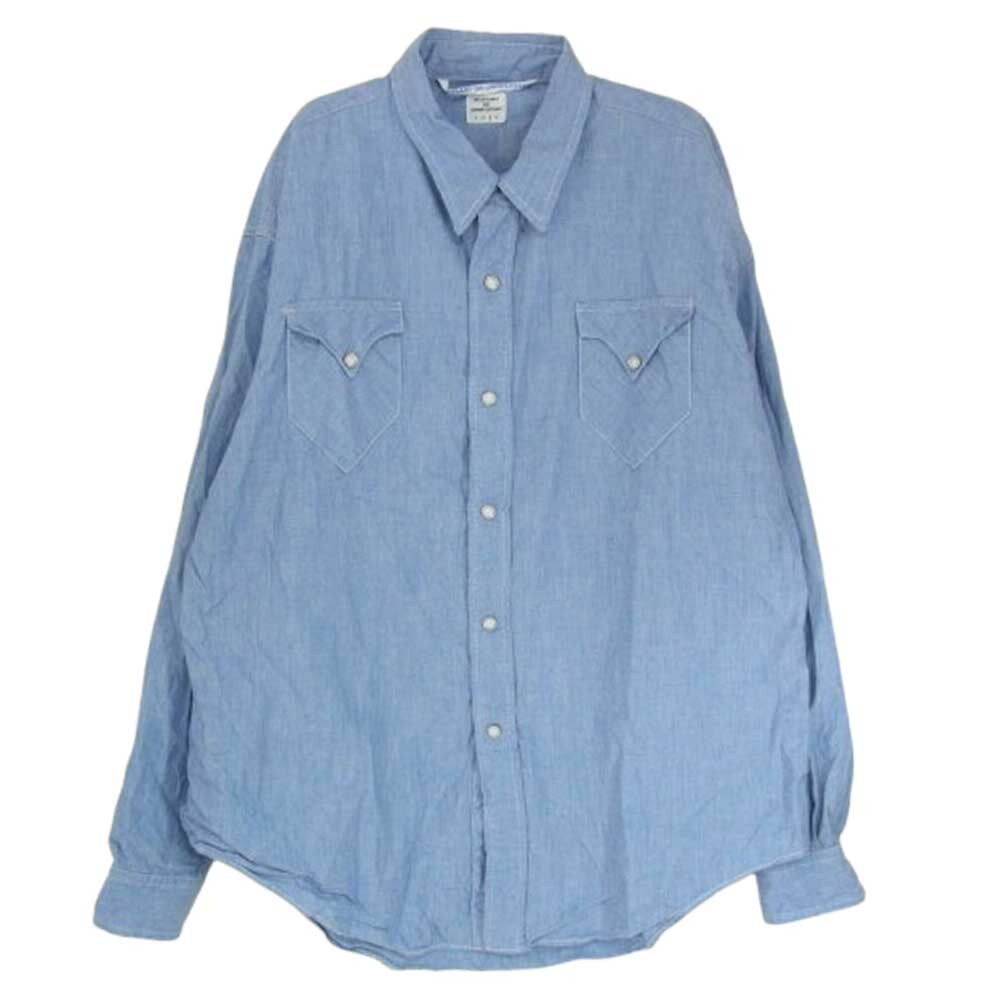 ネセサリーオアアンネセサリー necessary or unnecessary WESTERN ウエスタン 長袖 シャツ ブルー系 3【中古】拍卖