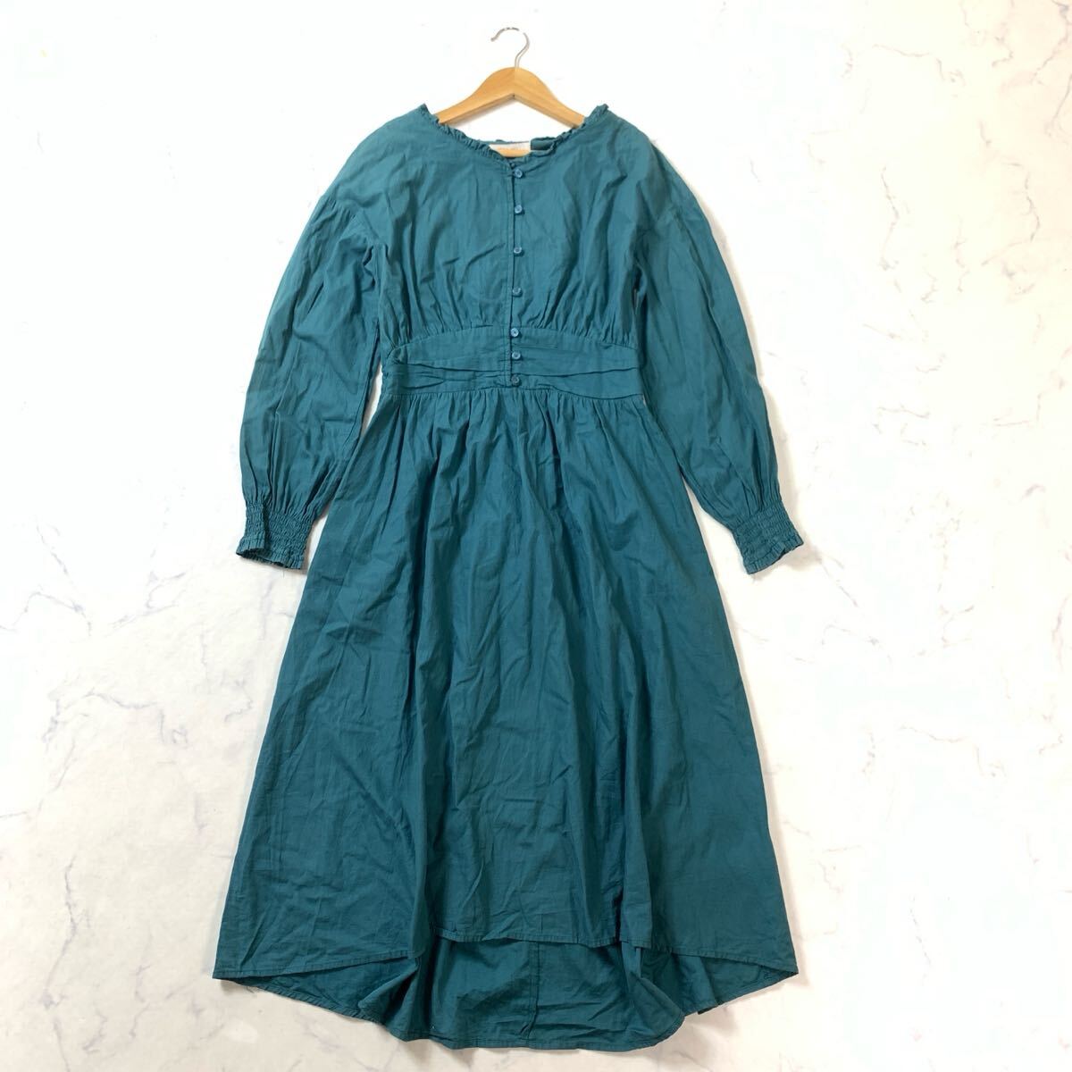 ehko sopo エヘカソポ 長袖ワンピース コットン ライトブルー YA9401拍卖