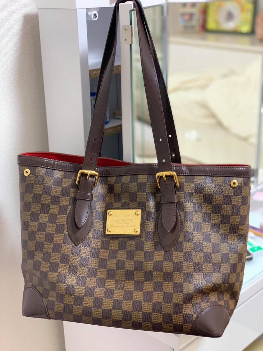 Louis Vuitton Damier Ebene Hampstead MM ショルダートートバッグダミエエベヌキャンバス拍卖