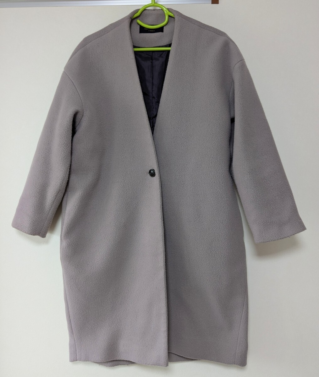 chocol raffine robe ショコラ フィネ ローブ ネックノーカラーコート ノーカラーコート コート ロングコート拍卖