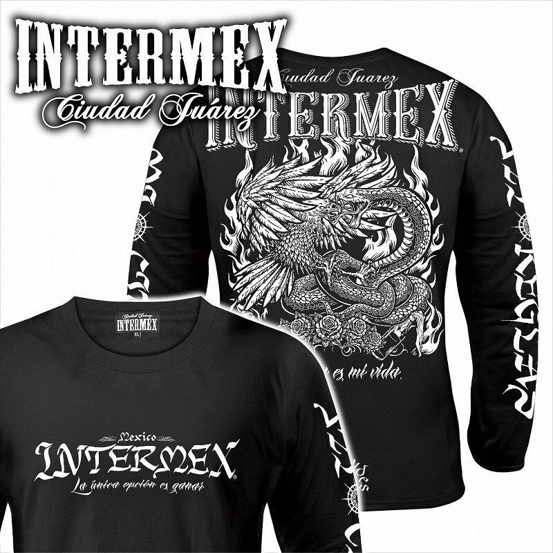 長袖 Tシャツ 服 INTERMEX コブラ パイソン柄 ロンT itm-094 黒 白 バイカー B系 HIPHOP系 ヤクザ オラオラ系 派手 メンズ ファッション拍卖