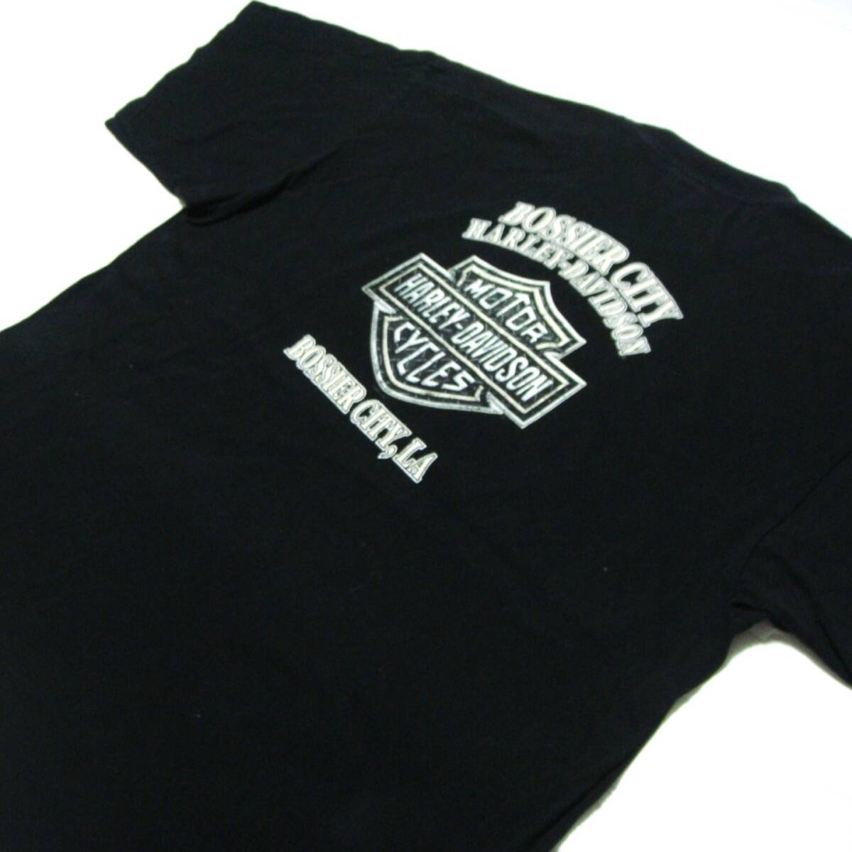 【 USA製 】 ハーレーダビッドソン/HARLEY-DAVIDSON 【 黒 Bossier City メタルロゴ Tシャツ4L 】 アメリカ ロック バイカー 送料無料■o5拍卖