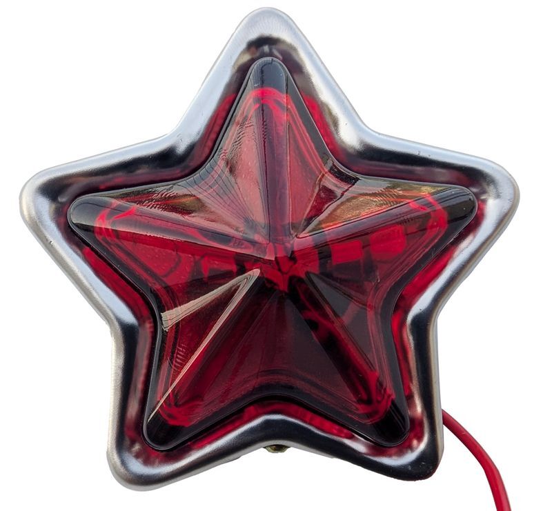 星型汎用レトロガラスLEDマーカーレッド赤色電装電飾装飾直径約92mm奥行約35mmスターマーカー12V/24V兼用単品1個売り JP-LP012-RD拍卖