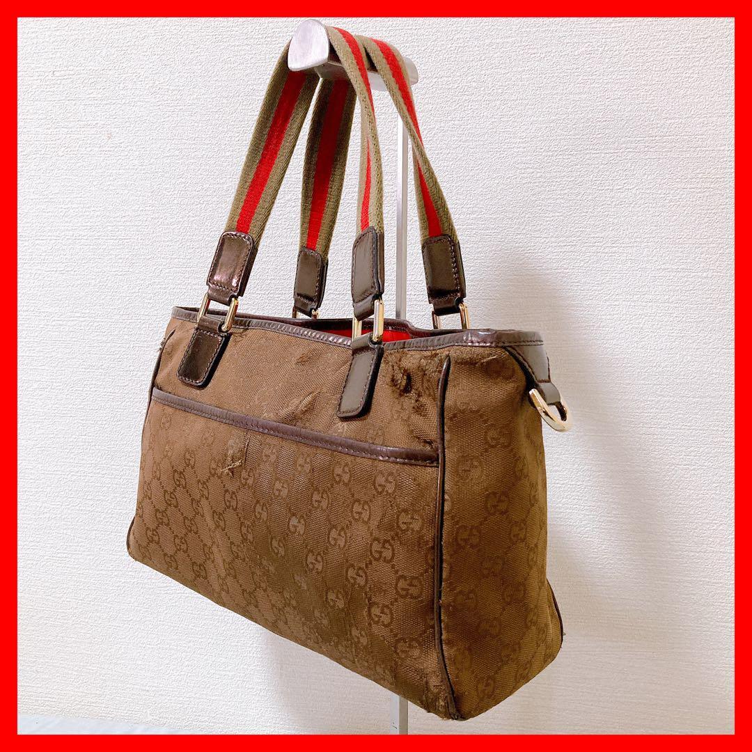 366 グッチ シェリーライン ハンドバッグ ggキャンバス拍卖