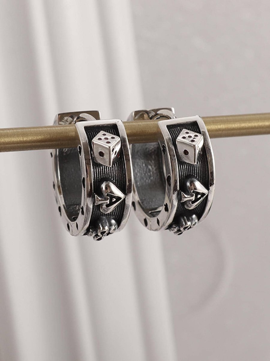 ジュエリー メンズ イヤーアクセサリー 男性のサイコロの装飾フープイヤリング、毎日の装飾にスタイリッシュな外観拍卖