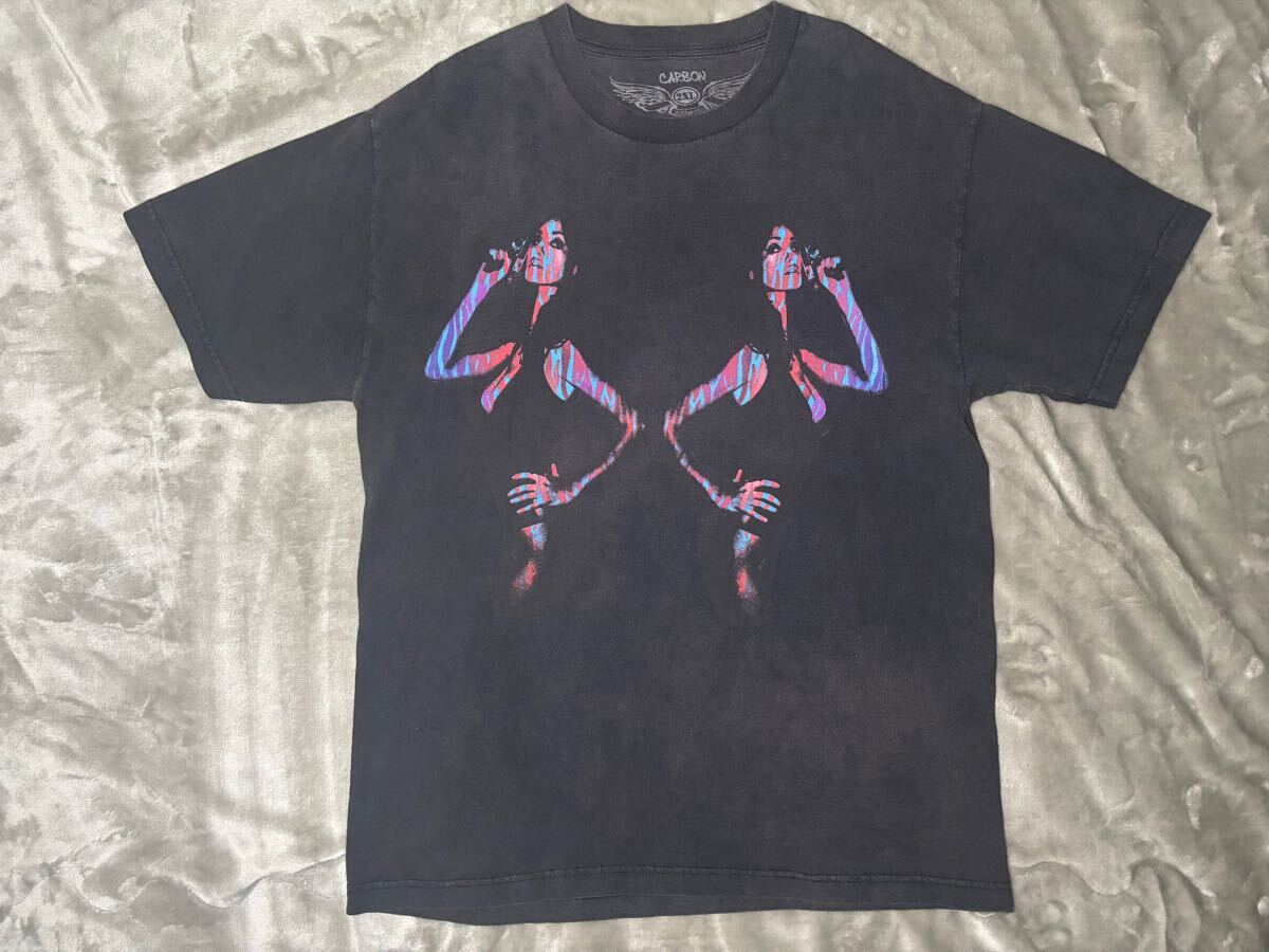 CARBON authentic 2XL グッドプリント グッドフェード 古着 半袖 Tシャツ ブラック拍卖