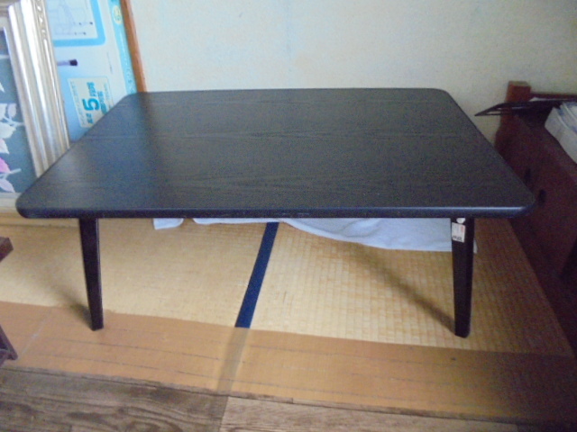 卓袱台-ちゃぶ台/折りたたみ式 座卓・ミニテーブル/木板黒塗り/脚先の被せなし/拍卖