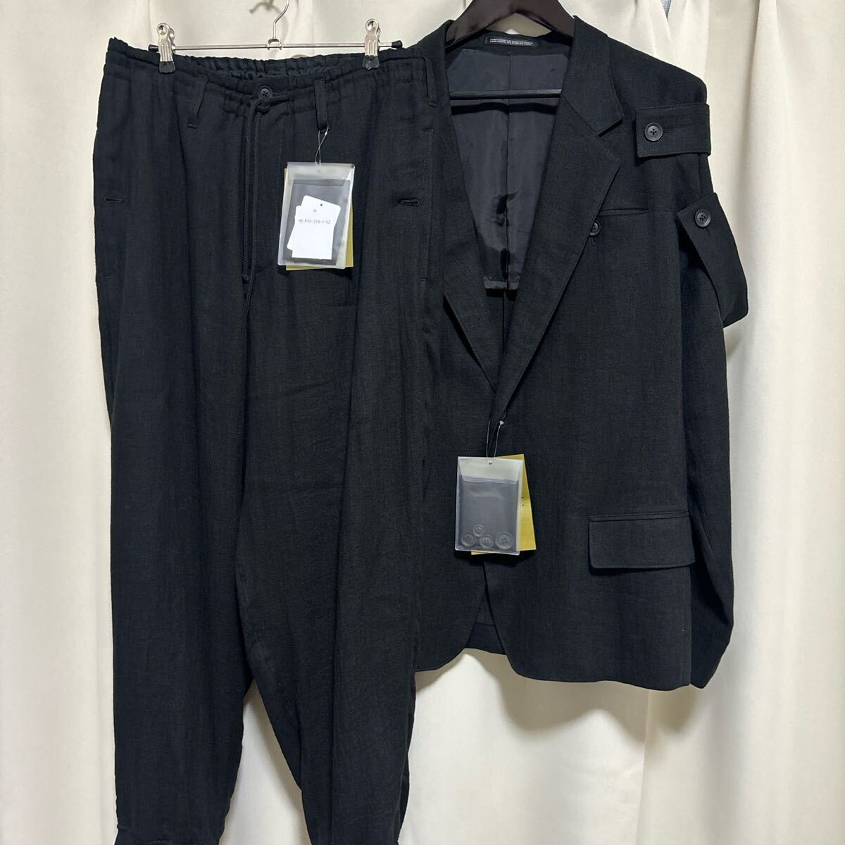 定価30万 タグ付き Yohji Yamamoto POUR HOMME 24ss LOOK12 セットアップ リネン拍卖