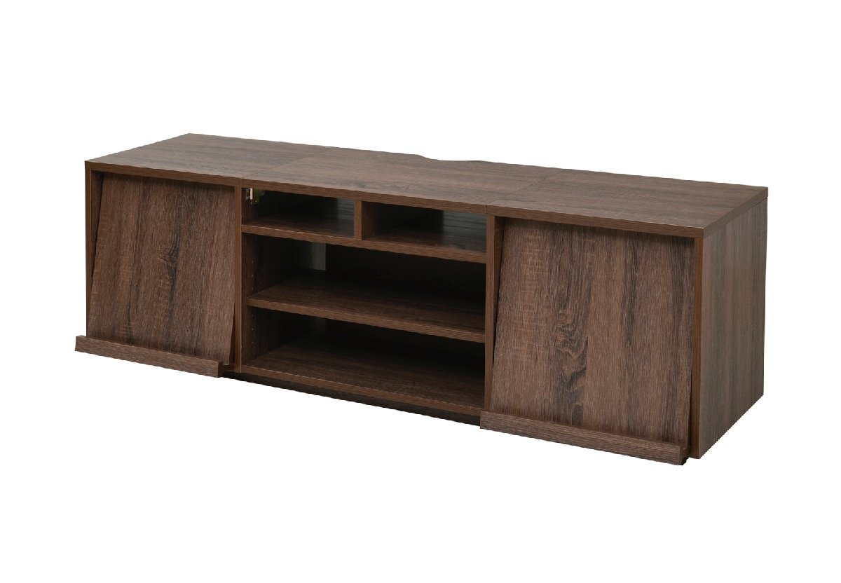 テレビボード ハイタイプ 大型テレビ台 55インチ フラップ扉×フラップ扉 ブラウン拍卖