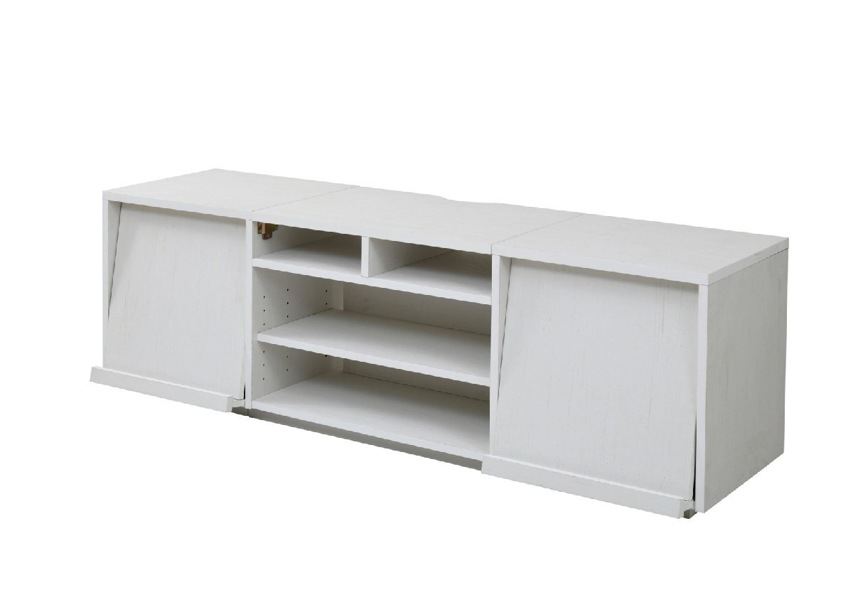 テレビボード ハイタイプ 大型テレビ台 55インチ フラップ扉×フラップ扉 ホワイト拍卖