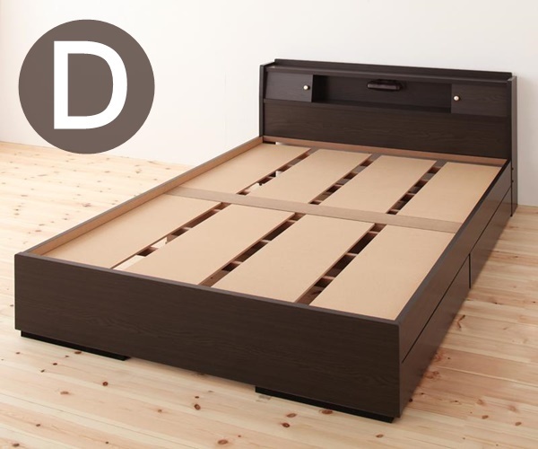 照明・棚付き畳収納ベッド 月下 Gekka ゲッカ ベッドフレームのみ ダブル ライトブラウン拍卖