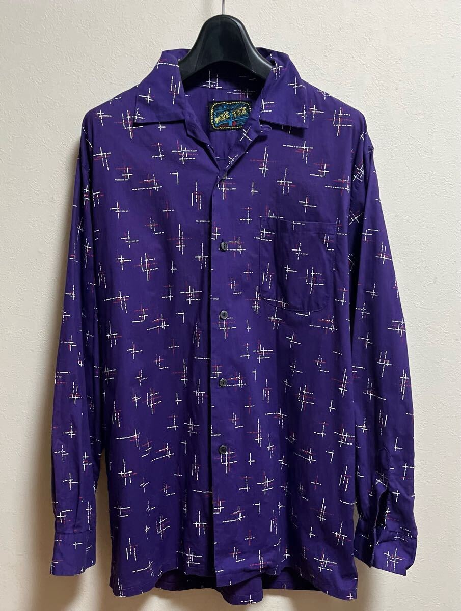80s MEX TEX シャツ L位 パープル 紫 カスリ 絣 UP START 50s ロカビリー パンク ヴィンテージ ラロッカ ジョンソンズ クリームソーダ 666拍卖