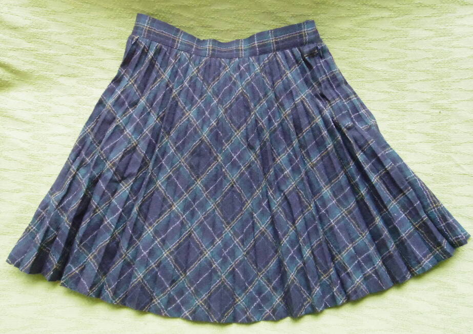 J.PRESS Jプレス プリーツスカート ネイビー・グリーンのチェック  素材は ウール100% 130A拍卖